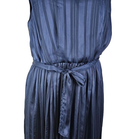 Luxe By Carmen Marc Valvo Womens Navy Sleeveless Midi Dress Size 14W Elegant - Picture 8 of 12